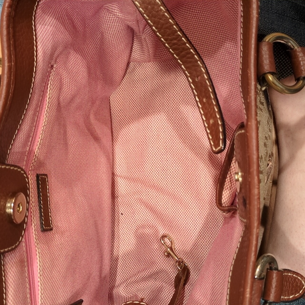 Dooney & Bourke GUC Canvas Monogram Brown Tote Purse COA & Registration Card - Picture 10 of 15